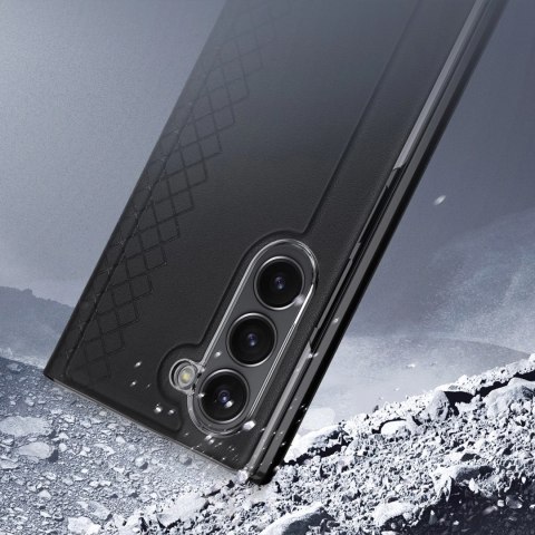 Etui Dux Ducis Brill skórzane na Samsung Galaxy Z Fold 6 z klapką i kieszonką na kartę - czarne Etui Dux Ducis Brill skórzane na Samsung Galaxy Z Fold 6 z klapką i kieszonką na kartę - czarne