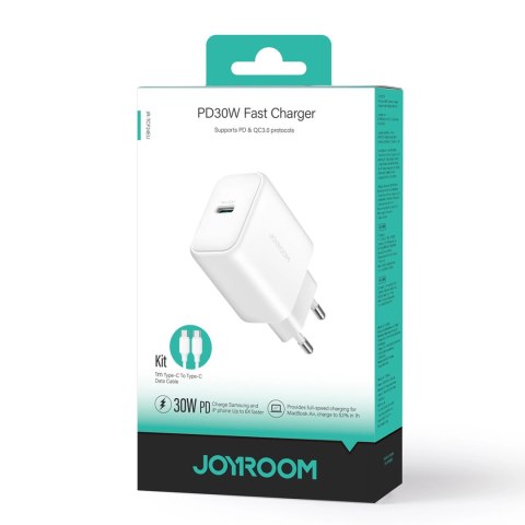 Ładowarka Joyroom JR-TCF24 sieciowa USB-C PD 30W QC SFC - biała + kabel USB-C 1m Ładowarka Joyroom JR-TCF24 sieciowa USB-C PD 30W QC SFC - biała + kabel USB-C 1m