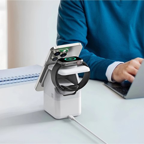 Ładowarka indukcyjna Duzzona W20 15W 4w1 do iPhone / AirPods / Apple Watch z lampką nocną - biała Ładowarka indukcyjna Duzzona W20 15W 4w1 do iPhone / AirPods / Apple Watch z lampką nocną - biała