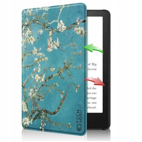 Etui Tech-Protect SmartCase na Kindle Paperwhite V / 5 / Signature Edition - niebieskie z kwiatami sakura