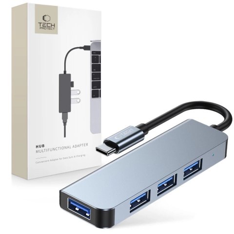 HUB Tech-Protect V1 4w1 USB-C - 3x USB-A 2.0 / USB-A 3.0 - szary HUB Tech-Protect V1 4w1 USB-C - 3x USB-A 2.0 / USB-A 3.0 - szary