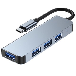 HUB Tech-Protect V1 4w1 USB-C - 3x USB-A 2.0 / USB-A 3.0 - szary