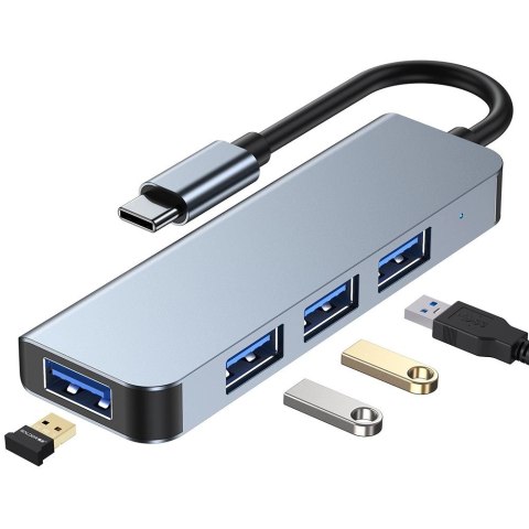 HUB Tech-Protect V1 4w1 USB-C - 3x USB-A 2.0 / USB-A 3.0 - szary HUB Tech-Protect V1 4w1 USB-C - 3x USB-A 2.0 / USB-A 3.0 - szary