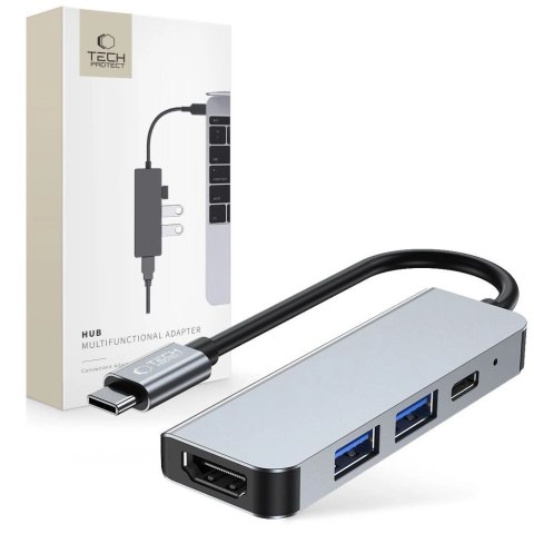 HUB Tech-Protect V2 4w1 USB-C - USB-A 3.0 / USB-A 2.0 / USB-C / HDMI - szary HUB Tech-Protect V2 4w1 USB-C - USB-A 3.0 / USB-A 2.0 / USB-C / HDMI - szary