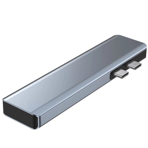 HUB Tech-Protect V5 7w1 2x USB-C - USB-A 3.0 / USB-A 2.0 / 2x USB-C / HDMI / czytnik kart micro SD / TF / SD - szary HUB Tech-Protect V5 7w1 2x USB-C - USB-A 3.0 / USB-A 2.0 / 2x USB-C / HDMI / czytnik kart micro SD / TF / SD - szary