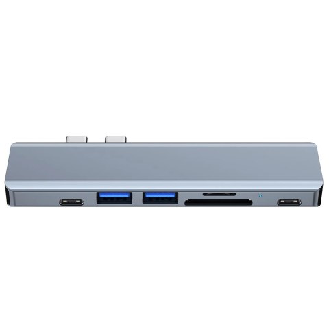 HUB Tech-Protect V5 7w1 2x USB-C - USB-A 3.0 / USB-A 2.0 / 2x USB-C / HDMI / czytnik kart micro SD / TF / SD - szary HUB Tech-Protect V5 7w1 2x USB-C - USB-A 3.0 / USB-A 2.0 / 2x USB-C / HDMI / czytnik kart micro SD / TF / SD - szary