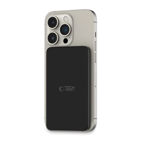 Powerbank Tech-Protect LifeMag PB9 z MagSafe 5000mAh 15W porty USB-C / Lightning - czarny + kabel USB-C Powerbank Tech-Protect LifeMag PB9 z MagSafe 5000mAh 15W porty USB-C / Lightning - czarny + kabel USB-C