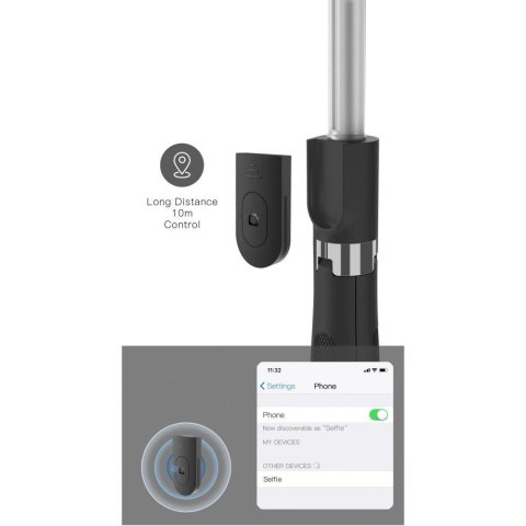 Selfie stick Tech-Protect L01S Bluetooth z tripodem do 70cm - czarny Selfie stick Tech-Protect L01S Bluetooth z tripodem do 70cm - czarny