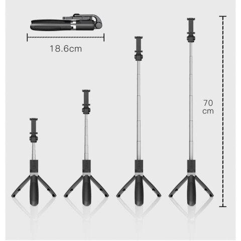 Selfie stick Tech-Protect L01S Bluetooth z tripodem do 70cm - czarny Selfie stick Tech-Protect L01S Bluetooth z tripodem do 70cm - czarny