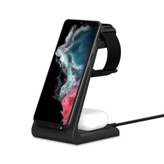 Ładowarka Tech-Protect A7 indukcyjna 10W w formie stojaka 3w1 na smartfon / słuchawki / smartwatch - czarna