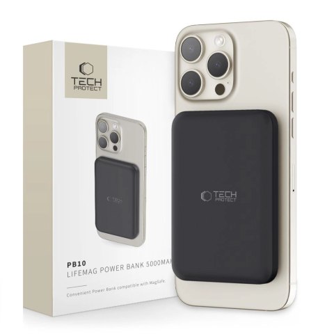 Powerbank Tech-Protect LifeMag PB10 z MagSafe 5000mAh 15W port USB-C - czarny + kabel USB-C Powerbank Tech-Protect LifeMag PB10 z MagSafe 5000mAh 15W port USB-C - czarny + kabel USB-C