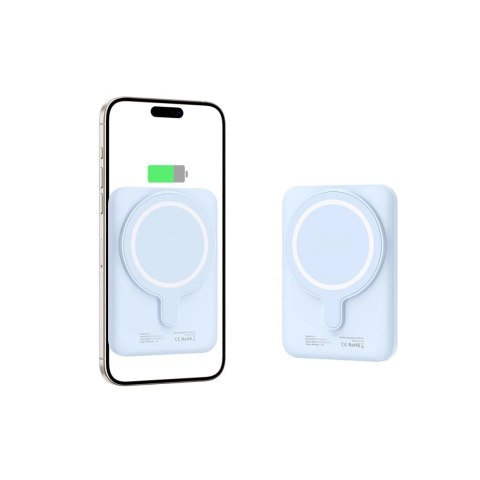 Powerbank Tech-Protect LifeMag PB10 z MagSafe 5000mAh 15W port USB-C - niebieski + kabel USB-C