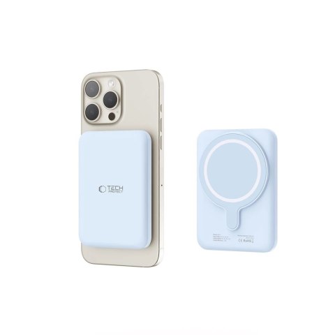 Powerbank Tech-Protect LifeMag PB10 z MagSafe 5000mAh 15W port USB-C - niebieski + kabel USB-C