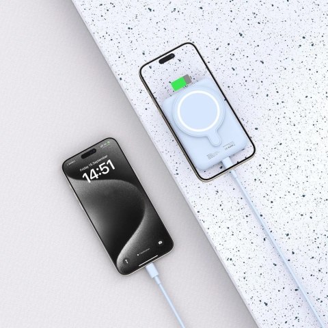 Powerbank Tech-Protect LifeMag PB10 z MagSafe 5000mAh 15W port USB-C - niebieski + kabel USB-C
