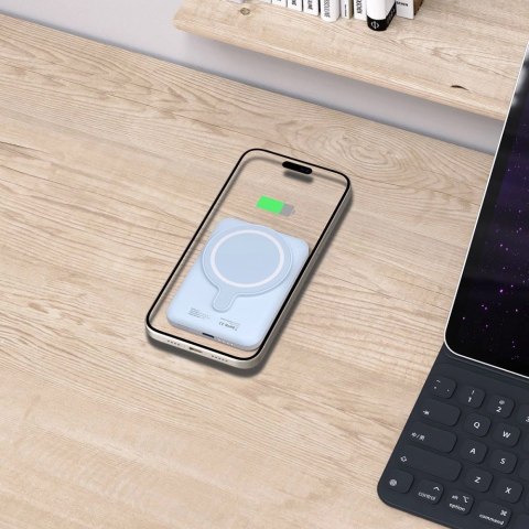 Powerbank Tech-Protect LifeMag PB10 z MagSafe 5000mAh 15W port USB-C - niebieski + kabel USB-C