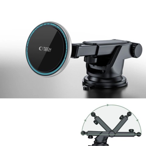 Uchwyt Tech-Protect A2 samochodowy na telefon z ładowarką indukcyjną MagSafe 15W na kokpit - czarny