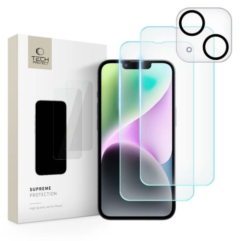 Zestaw Tech-Protect Supreme Set na iPhone 14 2x szkło hartowane na wyświetlacz / szkło hartowane na aparat