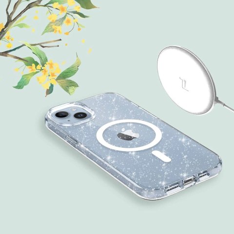 Etui Tech-Protect FlexAir Hybrid MagSafe na iPhone 13 / 14 - przezroczysto-brokatowe