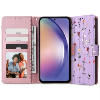 Etui Tech-Protect Wallet na Samsung Galaxy A54 5G - fioletowe kwiaty