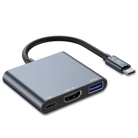 HUB Tech-Protect V1 3w1 USB-C - USB-A 3.0 / USB-C PD 100W / HDMI 4K 30Hz - szary HUB Tech-Protect V1 3w1 USB-C - USB-A 3.0 / USB-C PD 100W / HDMI 4K 30Hz - szary