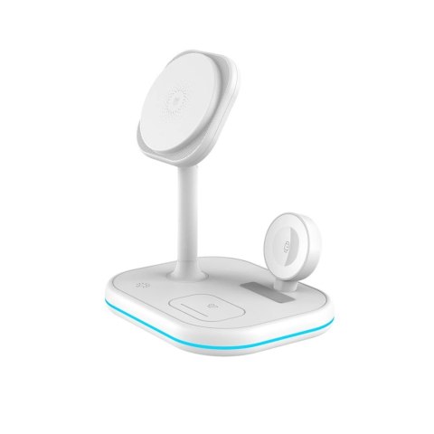 Ładowarka Tech-Protect QI15W-A27 indukcyjna 3w1 ze stojakiem z MagSafe na smartfon / Apple Watch / AirPods - biała