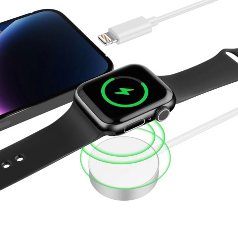 Ładowarka Tech-Protect UltraBoost 2w1 magnetyczna z kablami USB-C / Lightning do Apple Watch 1.5m - biała