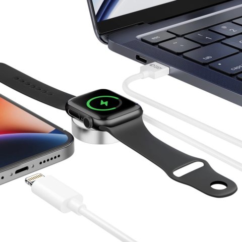 Ładowarka Tech-Protect UltraBoost 2w1 magnetyczna z kablami USB-C / Lightning do Apple Watch 1.5m - biała