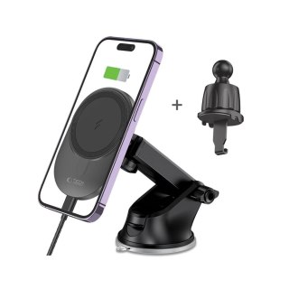 Uchwyt Tech-Protect MM15W-V1 samochodowy na telefon z ładowarką indukcyjną MagSafe 15W na kokpit / kratkę nawiewu - czarny