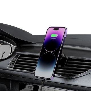 Uchwyt Tech-Protect MM15W-V1 samochodowy na telefon z ładowarką indukcyjną MagSafe 15W na kratkę nawiewu - czarny