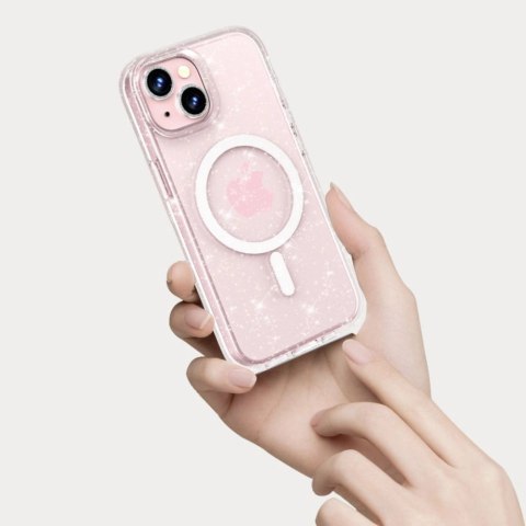 Etui Tech-Protect FlexAir Hybrid MagSafe na iPhone 15 - przezroczysto-brokatowe