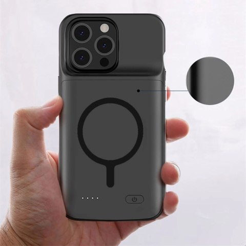 Etui Tech-Protect PowerCase na iPhone 15 Pro Max z MagSafe i powerbankiem 8500mAh - czarne Etui Tech-Protect PowerCase na iPhone 15 Pro Max z MagSafe i powerbankiem 8500mAh - czarne