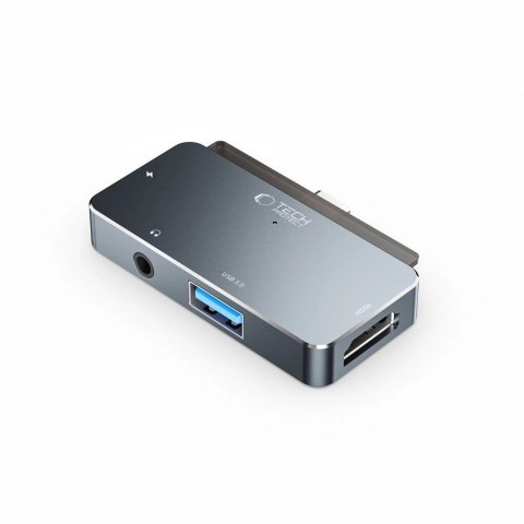 HUB Tech-Protect V6 4w1 USB-C - USB-A 3.0 / USB-C PD100W / HDMI / mini jack 3.5mm - szary HUB Tech-Protect V6 4w1 USB-C - USB-A 3.0 / USB-C PD100W / HDMI / mini jack 3.5mm - szary