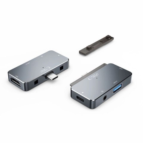 HUB Tech-Protect V6 4w1 USB-C - USB-A 3.0 / USB-C PD100W / HDMI / mini jack 3.5mm - szary HUB Tech-Protect V6 4w1 USB-C - USB-A 3.0 / USB-C PD100W / HDMI / mini jack 3.5mm - szary