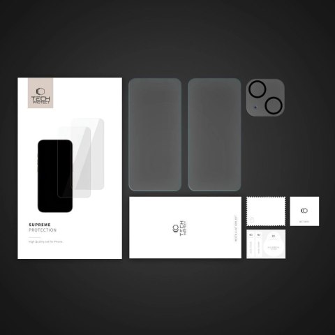Zestaw Tech-Protect Supreme Set na iPhone 15 2x szkło hartowane na wyświetlacz / szkło hartowane na aparat