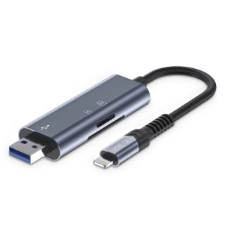 Czytnik Tech-Protect UltraBoost kart SD / micro SD ze złączem Lightning / USB-A - szary