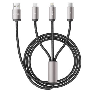 Kabel Tech-Protect UltraBoost 3w1 USB-A - Lightning / USB-C / micro USB 3.5A 1m - szary