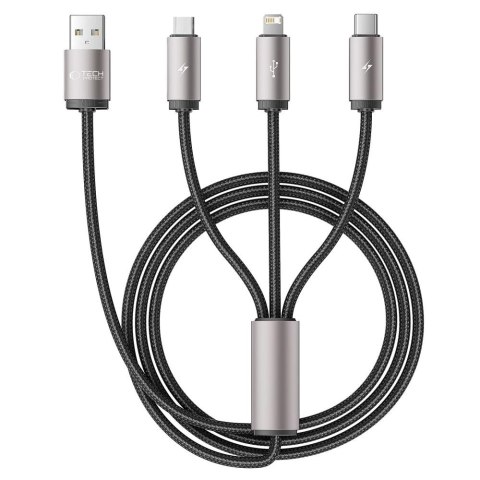 Kabel Tech-Protect UltraBoost 3w1 USB-A - Lightning / USB-C / micro USB 3.5A 1m - szary Kabel Tech-Protect UltraBoost 3w1 USB-A - Lightning / USB-C / micro USB 3.5A 1m - szary