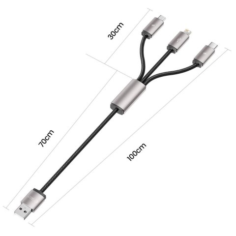 Kabel Tech-Protect UltraBoost 3w1 USB-A - Lightning / USB-C / micro USB 3.5A 1m - szary Kabel Tech-Protect UltraBoost 3w1 USB-A - Lightning / USB-C / micro USB 3.5A 1m - szary