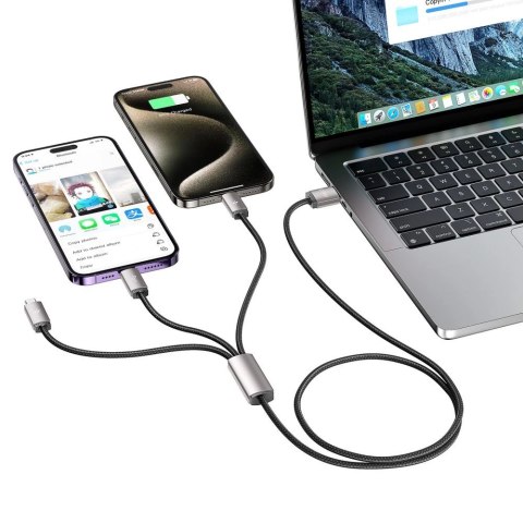 Kabel Tech-Protect UltraBoost 3w1 USB-A - Lightning / USB-C / micro USB 3.5A 1m - szary Kabel Tech-Protect UltraBoost 3w1 USB-A - Lightning / USB-C / micro USB 3.5A 1m - szary