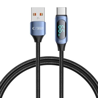 Kabel Tech-Protect UltraBoost z wyświetlaczem LED USB-C / USB-A 66W 6A 1m - niebieski