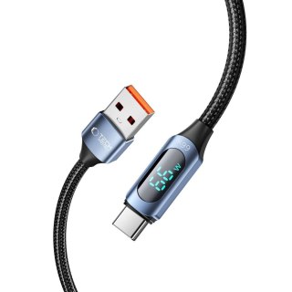 Kabel Tech-Protect UltraBoost z wyświetlaczem LED USB-C / USB-A 66W 6A 1m - niebieski