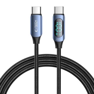 Kabel Tech-Protect UltraBoost z wyświetlaczem LED USB-C / USB-C PD 100W 5A 2m - niebieski