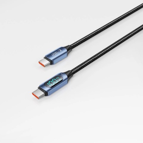 Kabel Tech-Protect UltraBoost z wyświetlaczem LED USB-C / USB-C PD 100W 5A 2m - niebieski Kabel Tech-Protect UltraBoost z wyświetlaczem LED USB-C / USB-C PD 100W 5A 2m - niebieski