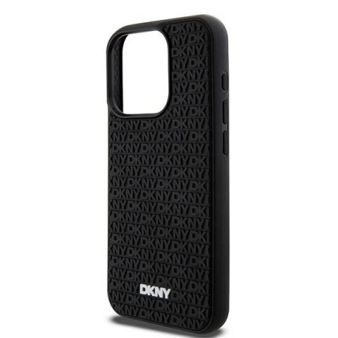 Etui DKNY 3D Rubber Repeat Pattern na iPhone 15 Pro - czarne Etui DKNY 3D Rubber Repeat Pattern na iPhone 15 Pro - czarne