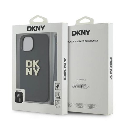 Etui DKNY Wrist Strap Stock Logo na iPhone 15 / 14 / 13 - czarne Etui DKNY Wrist Strap Stock Logo na iPhone 15 / 14 / 13 - czarne