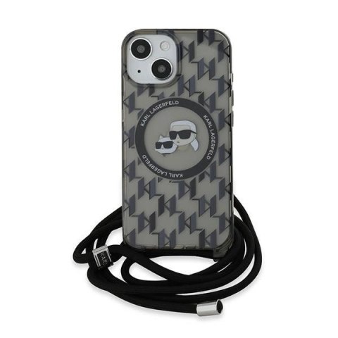 Etui Karl Lagerfeld IML Crossbody Monogram Karl & Choupette Head MagSafe na iPhone 15 / 14 / 13 - czarne Etui Karl Lagerfeld IML Crossbody Monogram Karl & Choupette Head MagSafe na iPhone 15 / 14 / 13 - czarne