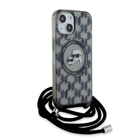Etui Karl Lagerfeld IML Crossbody Monogram Karl & Choupette Head MagSafe na iPhone 15 / 14 / 13 - czarne Etui Karl Lagerfeld IML Crossbody Monogram Karl & Choupette Head MagSafe na iPhone 15 / 14 / 13 - czarne