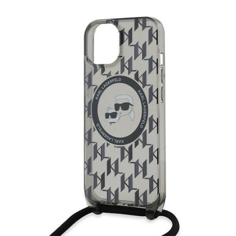 Etui Karl Lagerfeld IML Crossbody Monogram Karl & Choupette Head MagSafe na iPhone 15 / 14 / 13 - czarne Etui Karl Lagerfeld IML Crossbody Monogram Karl & Choupette Head MagSafe na iPhone 15 / 14 / 13 - czarne
