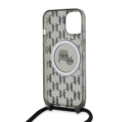Etui Karl Lagerfeld IML Crossbody Monogram Karl & Choupette Head MagSafe na iPhone 15 / 14 / 13 - czarne Etui Karl Lagerfeld IML Crossbody Monogram Karl & Choupette Head MagSafe na iPhone 15 / 14 / 13 - czarne