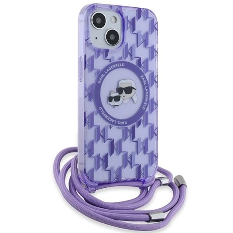 Etui Karl Lagerfeld IML Crossbody Monogram Karl & Choupette Head MagSafe na iPhone 15 / 14 / 13 - fioletowe Etui Karl Lagerfeld IML Crossbody Monogram Karl & Choupette Head MagSafe na iPhone 15 / 14 / 13 - fioletowe